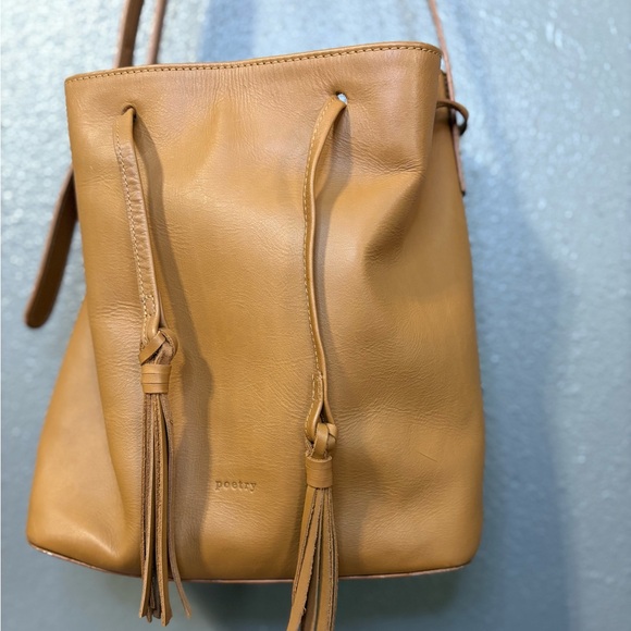 - [ ] Poetry Tan Leather Bucket Bag with Tassels - Picture 2 of 10